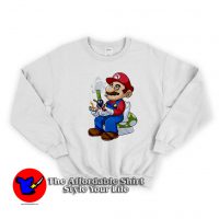 Funny Super Mario Smoking Graphic Sweatshirt