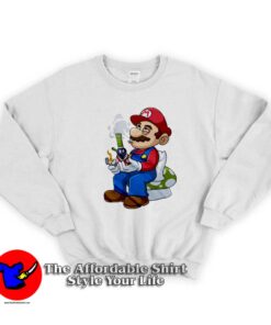 Funny Super Mario Smoking Graphic Sweatshirt