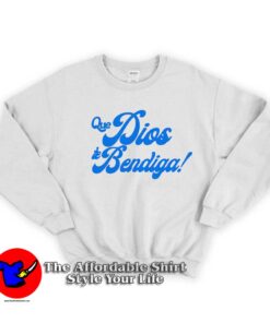 Que Dios Te Bendiga Blue Graphic Sweatshirt