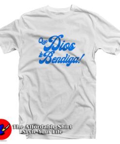 Que Dios Te Bendiga Blue Graphic Tshirt