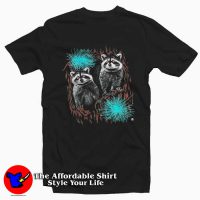 Vintage Glowing Eyed Raccoons Graphic Unisex T-Shirt