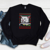 Cat Meme Dinner Ugly Christmas Funny Sweatshirt