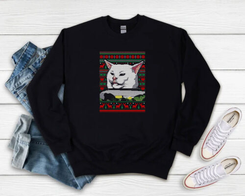 Cat Meme Dinner Ugly Christmas Funny Sweatshirt 500x400 Cat Meme Dinner Ugly Christmas Funny Sweatshirt