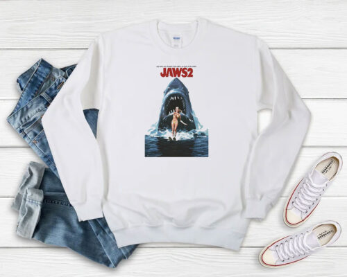 Jaws 2 Retro Movie Poster Sweatshirt 500x400 Jaws 2 Retro Movie Poster Sweatshirt