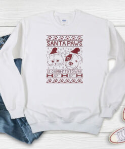 Santa Paws Dog And Cat Is Coming To Town Ugly Christmas Sweatshirt