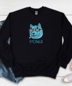 Stoner Dog Smoking With Marijuana Leaf Glasses Sweatshirt