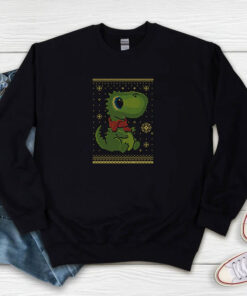 T rex Dinosaur Santa Claus Ugly Christmas Sweatshirt