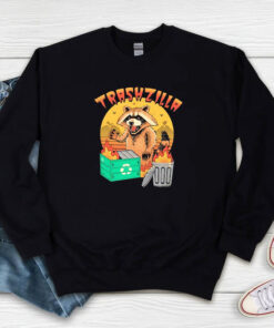 Trash Zilla Kaiju Raccoon With A Dumpster Fire Sweatshirt