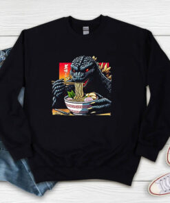 Funny Kaiju Eating Ramen Japanese Monster Lover Birthday Sweatshirt