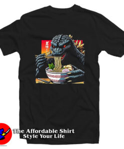Funny Kaiju Eating Ramen Japanese Monster Lover Birthday T Shirt