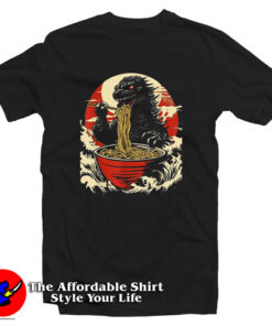 Funny Kaiju Eating Ramen Japanese Monster T Shirt