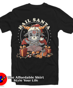 Hail Santa Funny Cute Evil Christmas Baphomet T Shirt
