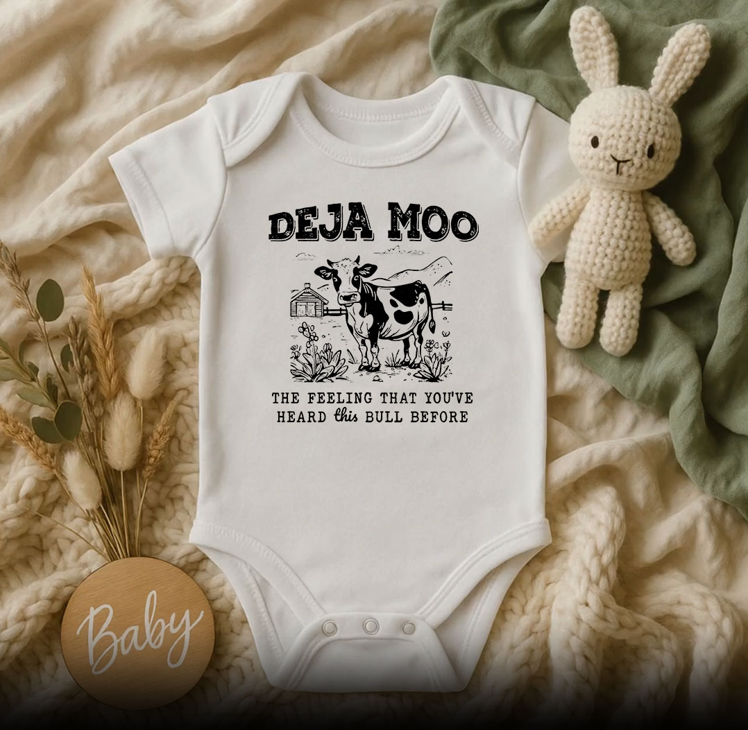 Deja Moo Funny Sarcastic Baby Onesie 510x498 image Deja Moo Funny Sarcastic Baby Onesie 510x498 Deja Moo Funny Sarcastic Baby Onesie