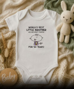Worlds Best Little Brother 50th Birthday Baby Onesie
