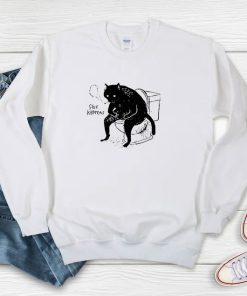 Shit Happens Black Cat Smoking On Toilet Sweatshirt